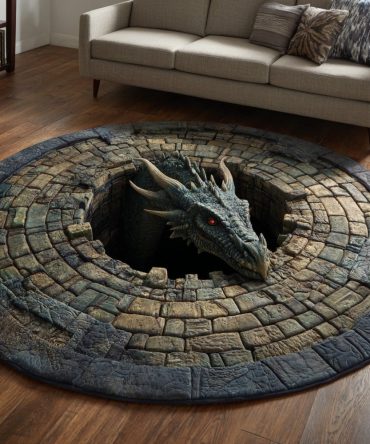 Scaled Sentinel Quilted Round Mat