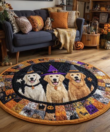 Scary Retriever Quilted Round Mat