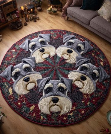 Schnauzer Noel Star Quilted Round Mat