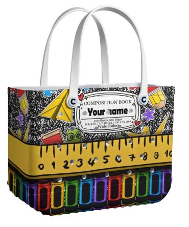 Personalized School Themed Tote Bag - Customizable Name & Colorful Design