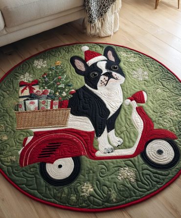 Scooter Bulldog Quilted Round Mat