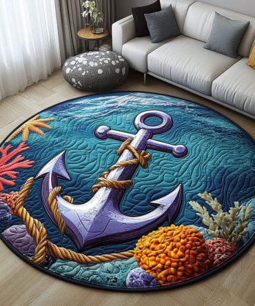 Sea Anchor Charm Quilted Round Mat