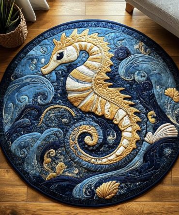 Sea Horse Charm Quilted Round Mat