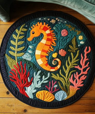 Sea Horse Journey Quilted Round Mat