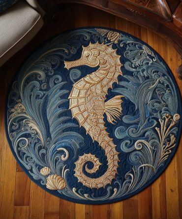 Sea Horse Magic Quilted Round Mat