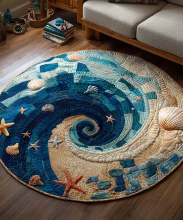 Sea Spiral Quilted Round Mat