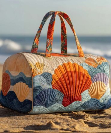Sea Treasures Quilted Duffle Bag - Nautical Beach Weekender & Quilted Travel Carry-On for Gym, Overnight Trips, Cruise