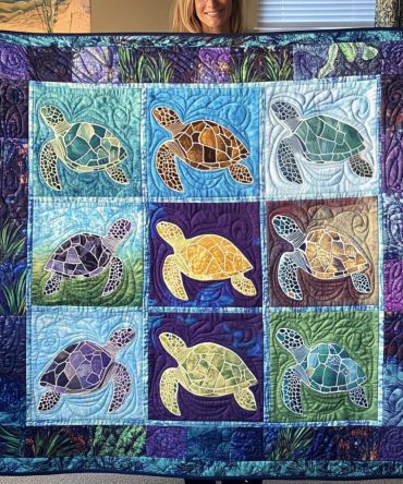 Sea Turtle Sanctuary Quilted Blanket