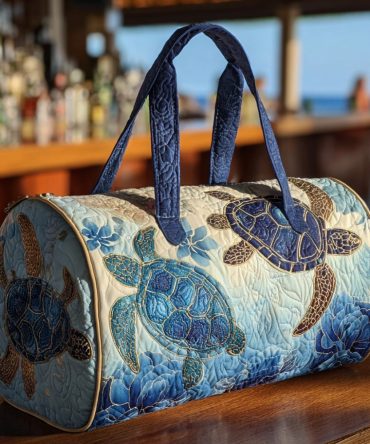 Sea Wanderer Quilted Duffle Bag — Nautical Ocean Wave Print Travel Weekender & Quilted Carry-On Gym Overnight Bag