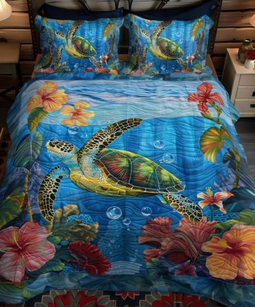 Seascape Symphony 3-Piece Quilted Bedding Set