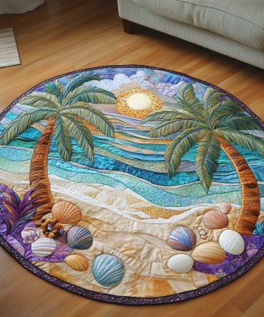 Seashell Haven Quilted Round Mat