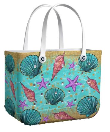 Beach-Themed Tote Bag With Seashell & Starfish Design – Perfect For Summer Outings