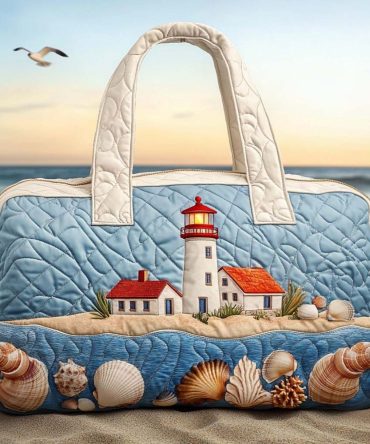 Seaside Glow Quilted Duffle Bag — Quilted Beach Travel Duffle, Weekend Carry-On & Gym Bag with Coastal Sunset Design