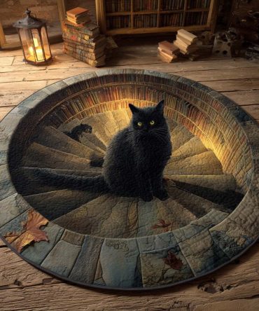 Sentinel Of The Stairs Quilted Round Mat