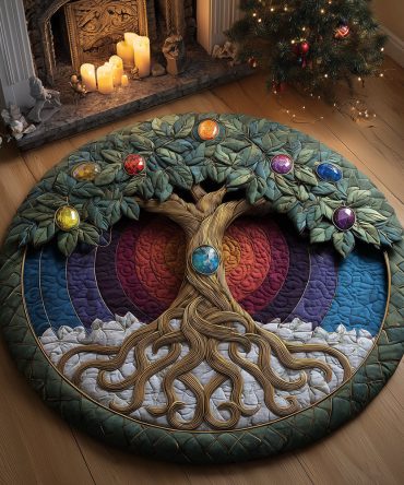 Seven Chakra Bloom Quilted Round Mat