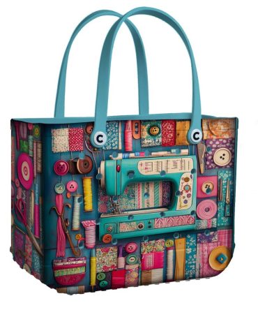 Colorful Sewing-Themed Tote Bag – Perfect For Craft Enthusiasts & Fashionistas!
