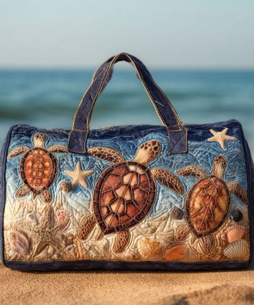 Shell Horizon Quilted Duffle Bag — Coastal Beach Weekender, Quilted Travel Carry-On & Gym Overnight Bag