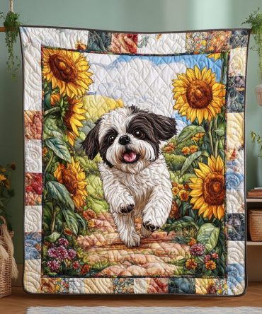 Shih Tzu Sweethearts Quilted Blanket