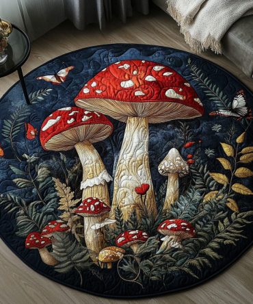 Shroomy Secret Garden Quilted Round Mat