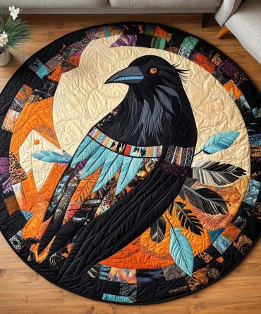 Silent Crow Quilted Round Mat