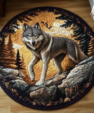 Silent Wolf Quilted Round Mat