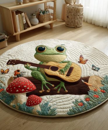 Singing Frog Quilted Round Mat