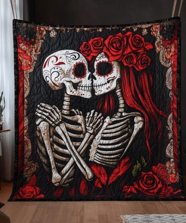 Skeleton Couple Halloween Quilted Blanket