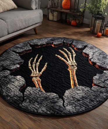 Skeleton Hands Quilted Round Mat