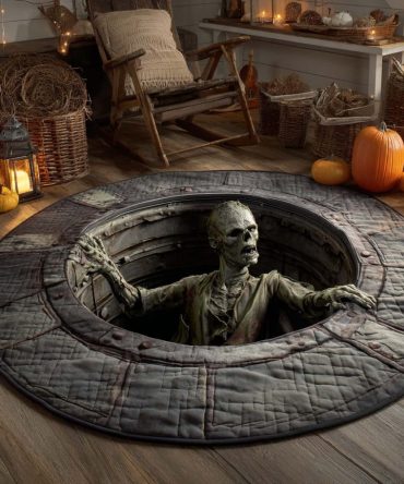 Skeleton Rising Quilted Round Mat