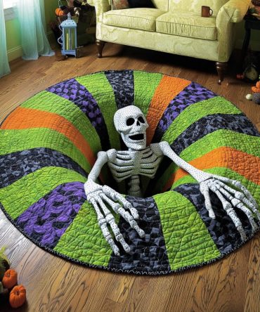 Skeleton Snare Quilted Round Mat