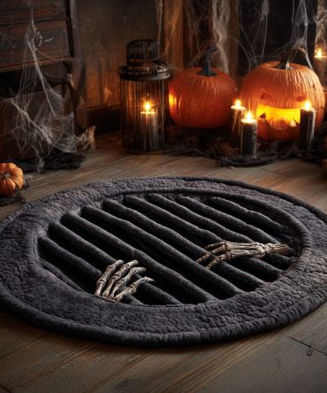 Skeleton Trapdoor Quilted Round Mat