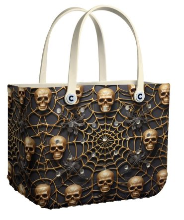 Spooky Skull & Spider Web Tote Bag - Perfect For Halloween Adventures!