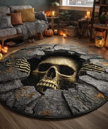 Skull Gate Quilted Round Mat