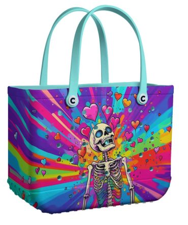 Bucket Tote Bag, Limited Edition Bogg Bag, Beach Bag Skull'S Heart