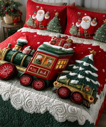 Sleigh-On-Rails 3-Piece Quilted Bedding Set