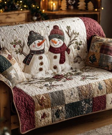 Snow Friends Classic Quilted Sofa Cover