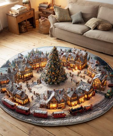 Snow Path Railway Quilted Round Mat