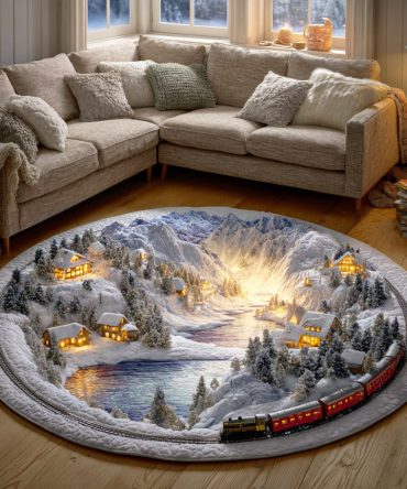 Snow Valley Station Quilted Round Mat