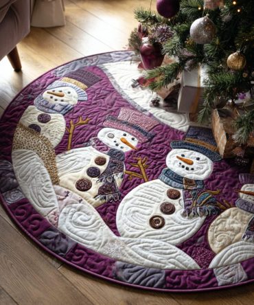 Snowbound Family Quilted Round Mat