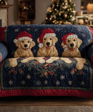 Snowflake Golden Retriever Quilted Sofa Cover