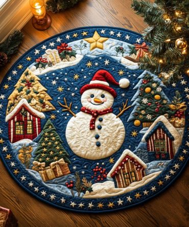 Snowflake Serenade Quilted Round Mat