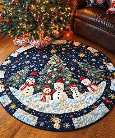 Snowflake Symphony Quilted Round Mat