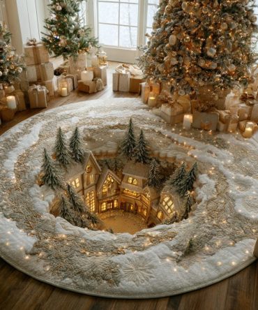 Snowglobe Village Quilted Round Mat