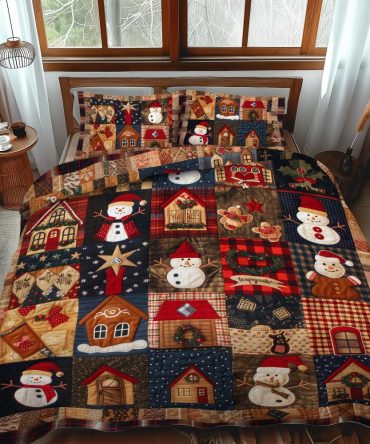 Snowman Jubilee 3-Piece Quilted Bedding Set