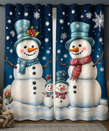 Snowman Cheer Quilted Curtains