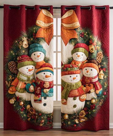Snowman Cozy Days Quilted Curtains