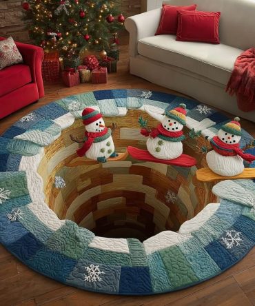 Snowman Dream Quilted Round Mat