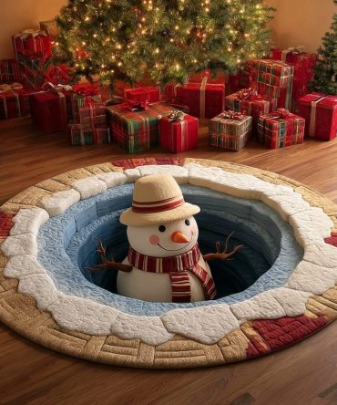 Snowman Harmony Quilted Round Mat