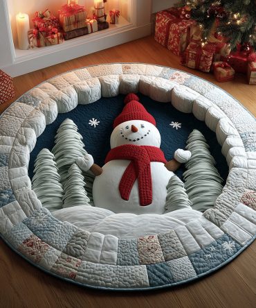 Snowman Joy Quilted Round Mat