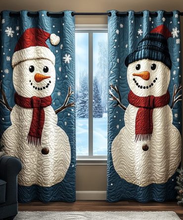 Snowman Scene Quilted Curtains